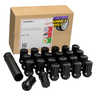 Coyote Accessories® - Black Cone Seat Spline (7 Sided) Lug Wheel Installation Kit w/o Valve Stems
