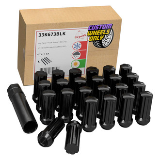 Coyote Accessories® - Black Cone Seat Spline (7 Sided) Lug Wheel Installation Kit w/o Valve Stems
