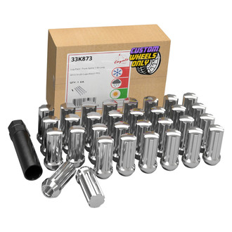 Coyote Accessories® - Chrome Cone Seat Spline (7 Sided) Lug Wheel Installation Kit w/o Valve Stems