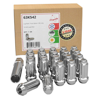 Coyote Accessories® - Chrome Cone Seat Spline (6 Sided) Lug Wheel Installation Kit w/o Valve Stems