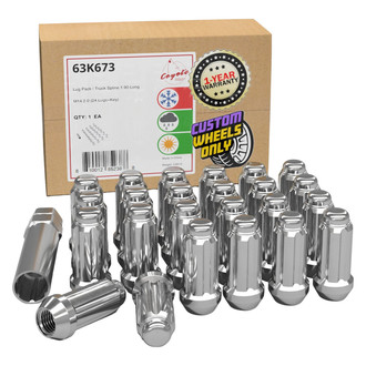Coyote Accessories® - Chrome Cone Seat Spline (6 Sided) Lug Wheel Installation Kit w/o Valve Stems