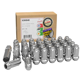 Coyote Accessories® - Chrome Cone Seat Spline (6 Sided) Lug Wheel Installation Kit w/o Valve Stems