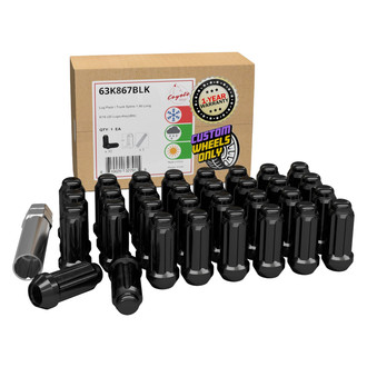Coyote Accessories® - Black Cone Seat Spline (6 Sided) Lug Wheel Installation Kit w/o Valve Stems