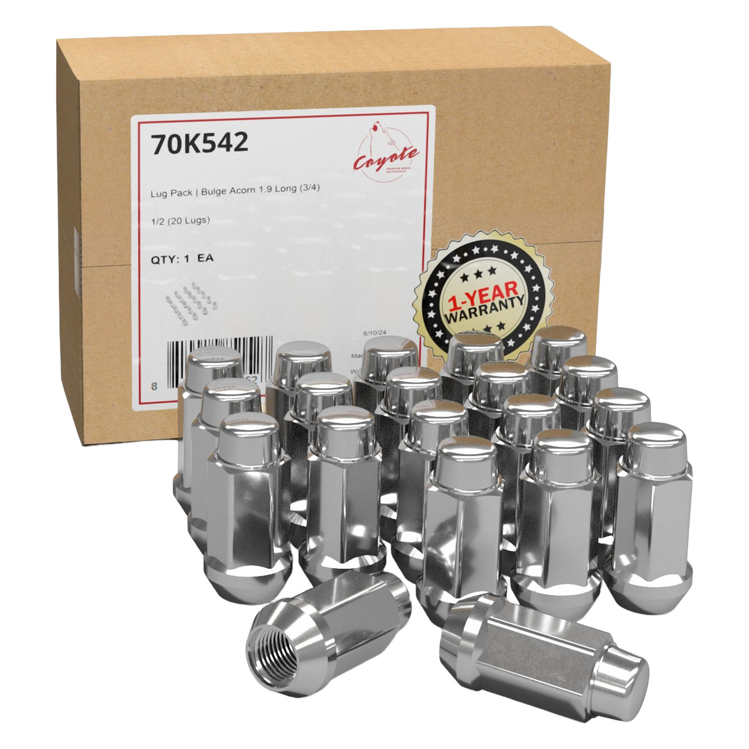 Coyote Accessories® 70K542 - Chrome Cone Seat Acorn Bulge Lug