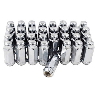 Coyote Accessories® - Chrome Cone Seat Acorn Bulge Lug Wheel Installation Kit w/o Valve Stems