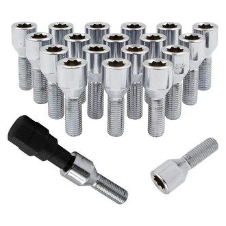 Coyote Accessories® - Chrome Cone Seat Tuner Bolt Lug Wheel Installation Kit w/o Valve Stems