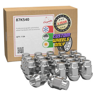 Coyote Accessories® - Chrome Cone Seat Acorn Bulge Lug Wheel Installation Kit w/o Valve Stems