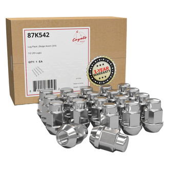 Coyote Accessories® - Chrome Cone Seat Acorn Bulge Lug Wheel Installation Kit w/o Valve Stems