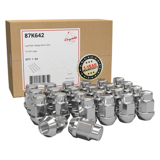 Coyote Accessories® - Chrome Cone Seat Acorn Bulge Lug Wheel Installation Kit w/o Valve Stems