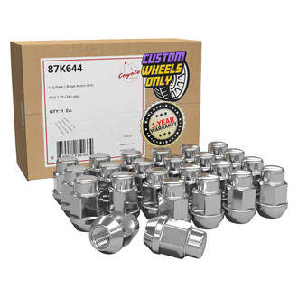 Coyote Accessories® - Chrome Cone Seat Acorn Bulge Lug Wheel Installation Kit w/o Valve Stems