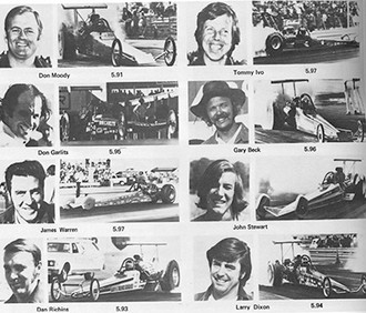 1972. The Cragar Five-Second Club was established, consisting of the first sixteen drivers to dip below the six-second elapsed time mark