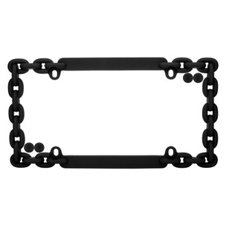 Cruiser® - Chain Flat Style Black License Plate Frame with Fastener Caps