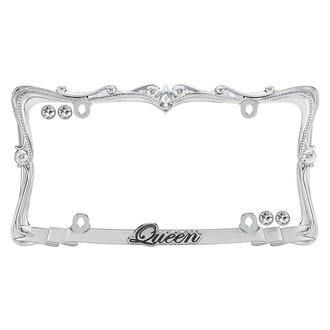 Cruiser® - Queen Style Chrome / Clear License Plate Frame with Fastener Caps