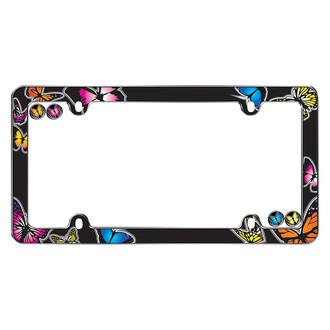 Cruiser® - Butterfly Style Chrome License Plate Frame with Fastener Caps