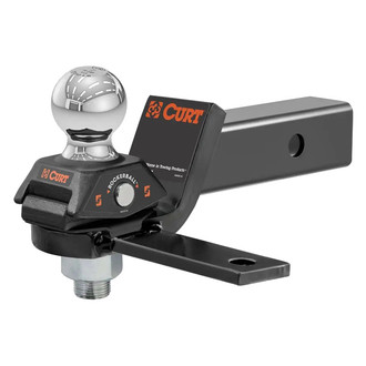 CURT® - Class 3 RockerBall Cushion 2" Rise Chrome Ball Mount with Trailer Sway Control Tab for 2" Receivers