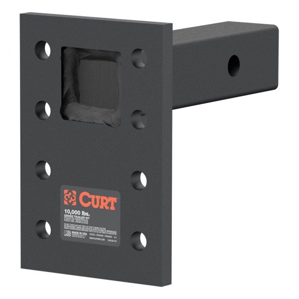 CURT® - 6-1/2" Drop Adjustable Pintle Mount for 2" Receivers 10000 lbs GTW 8-1/2" Length 1/2" Rise