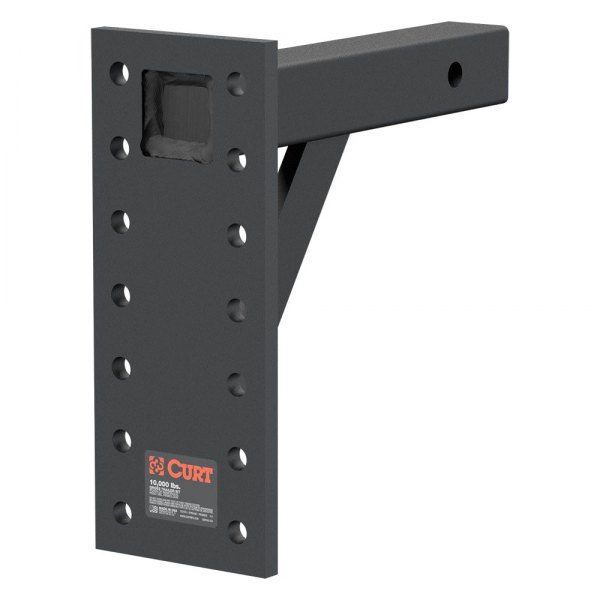 CURT® - 11-1/2" Drop Adjustable Pintle Mount for 2" Receivers 10000 lbs GTW 12-1/2" Length 6" Rise