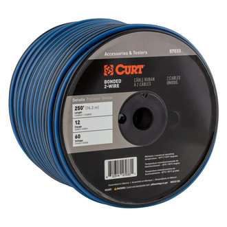 CURT® - Automotive Primary Wire, 2-Bond Black, Blue 250' Spool