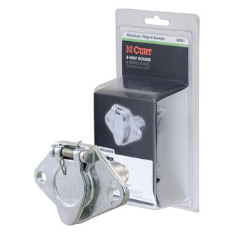 CURT® - Trailer Wire 6 Pole Die Cast 6-Way Round Vehicle End Connector Socket