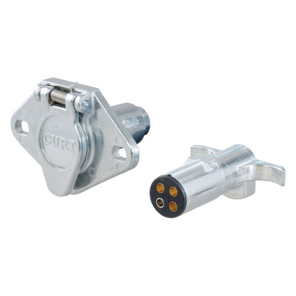 CURT® - 4-Way Round Trailer End and Vehicle End Connectors Plug and Socket