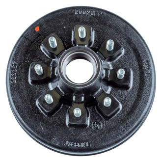 CURT® - 12" Brake Drum Hub Assembly for 7,000-lb. Axle - 8 on 6.5", 9/16" Stud (with Bearing Cone Kit)