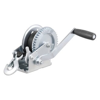 CURT® - 1,400 lbs Hand Winch with Strap and Zinc-Plated Snap Hook