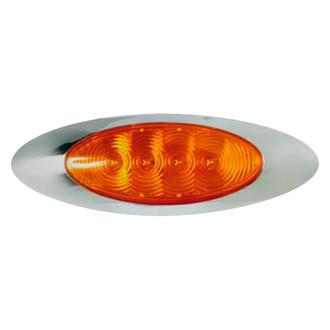 Custer Products Limited® - 4-LED Amber Oval LED Clearance Marker Light with Chrome Bezel