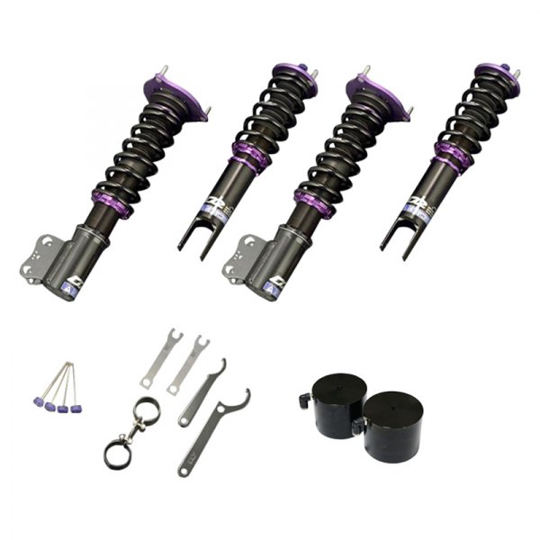 D2 Racing® - RS Series Front and Rear Coilover Kit with VERA V-ACK Air Caps 