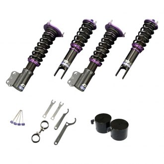 D2 Racing® - 0"-2" x 0"-2" RS Series Front and Rear Coilover Kit with VERA V-ACK Air Caps