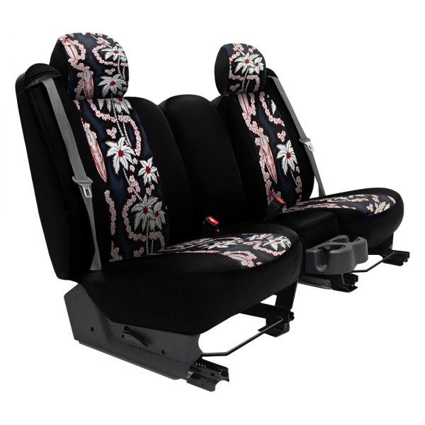 Dash Designs® - Hawaiian™ 1st Row Surf City Black Custom Seat Covers