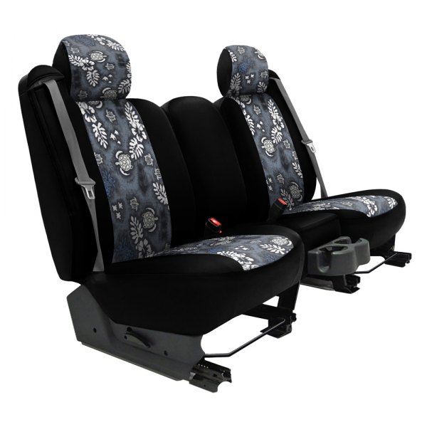 Dash Designs® - Hawaiian™ 1st Row Turtle Beach Charcoal with Black Custom Seat Covers