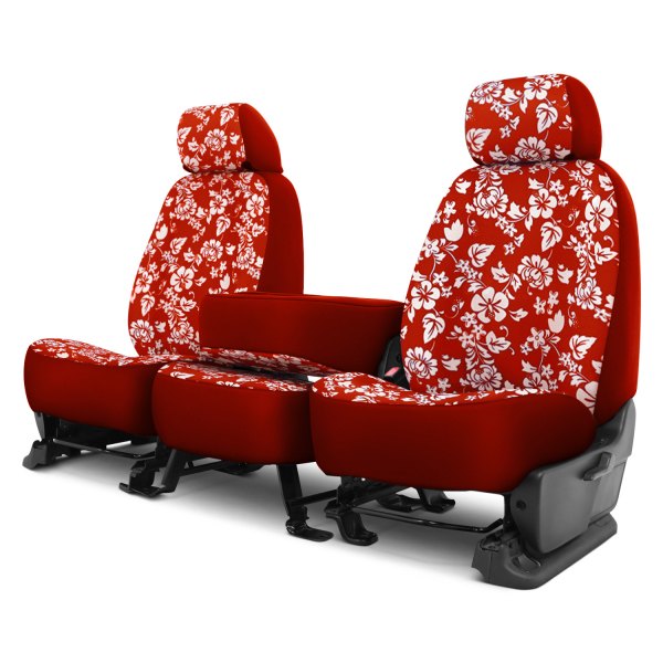 Dash Designs® - Hawaiian™ 1st Row Red Custom Seat Covers