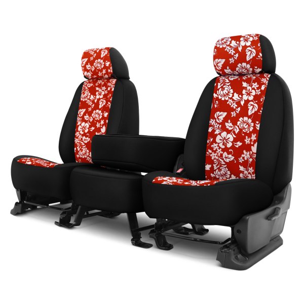 Dash Designs® - Hawaiian™ 1st Row Red with Black Custom Seat Covers