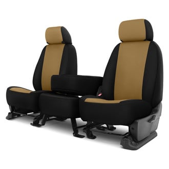 Dash Designs® - Genuine Neoprene™ 1st Row Tan with Black Custom Seat Cover