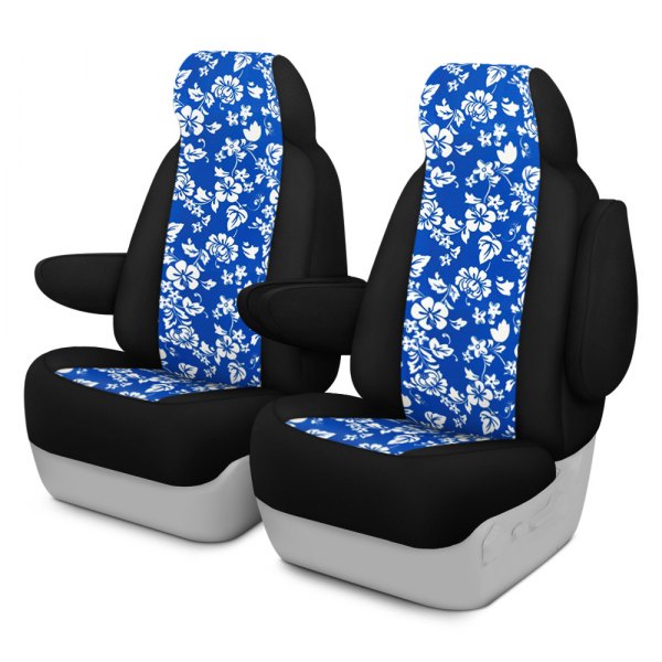 Dash Designs® - Hawaiian™ 1st Row Blue with Black Custom Seat Covers