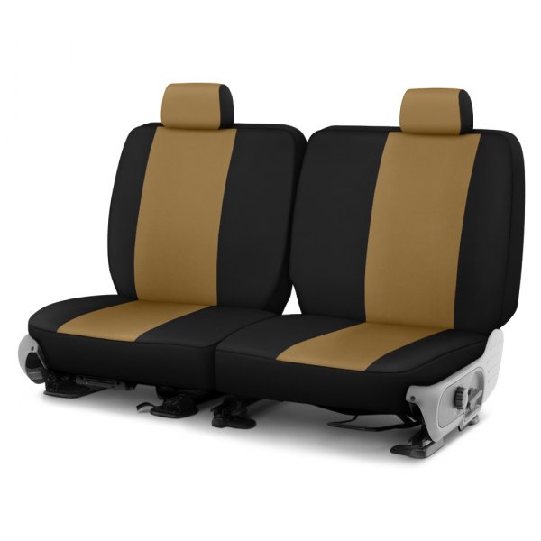 Dash Designs® - Genuine Neoprene™ 1st Row Tan with Black Custom Seat Covers