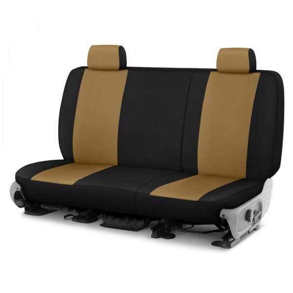 Dash Designs® - Genuine Neoprene™ 1st Row Tan with Black Custom Seat Covers