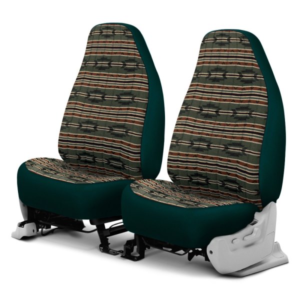 Dash Designs® - Southwest Sierra™ 1st Row Green Custom Seat Covers