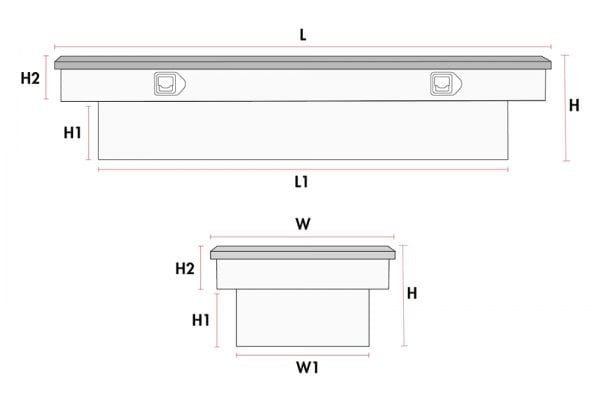 Dee Zee DZ8170LB Tool Box Red Label Crossover Low Profile; Single Lid Diamond Tread Black Gloss Powder Coated Aluminum 69 3 4 Inch Length X 20 Width 1