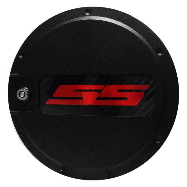 DefenderWorx® - Locking Black Gas Cap with Carbon Fiber Insert and Red SS Logo