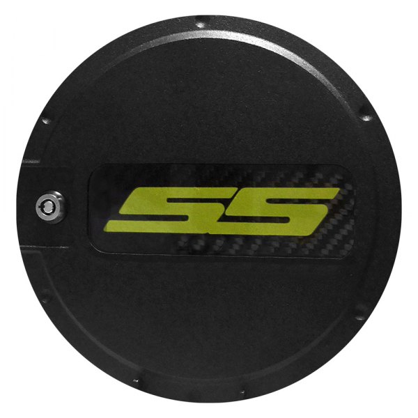 DefenderWorx® - Locking Black Gas Cap with Carbon Fiber Insert and Yellow SS Logo
