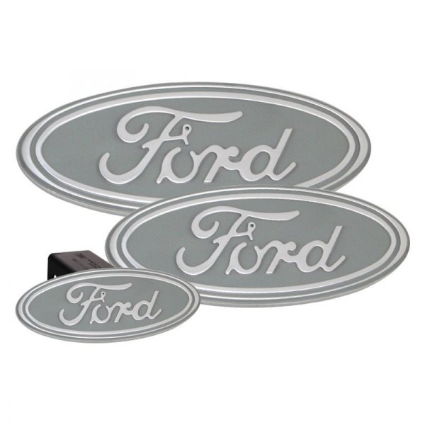 DefenderWorx® - "Ford" Oval Silver Grille/Tailgate/Hitch Emblem Kit