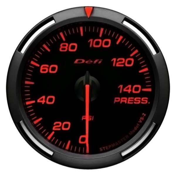 Defi® - Racer Series 60mm Pressure Gauge with Red Lighting, 0 to 140 PSI