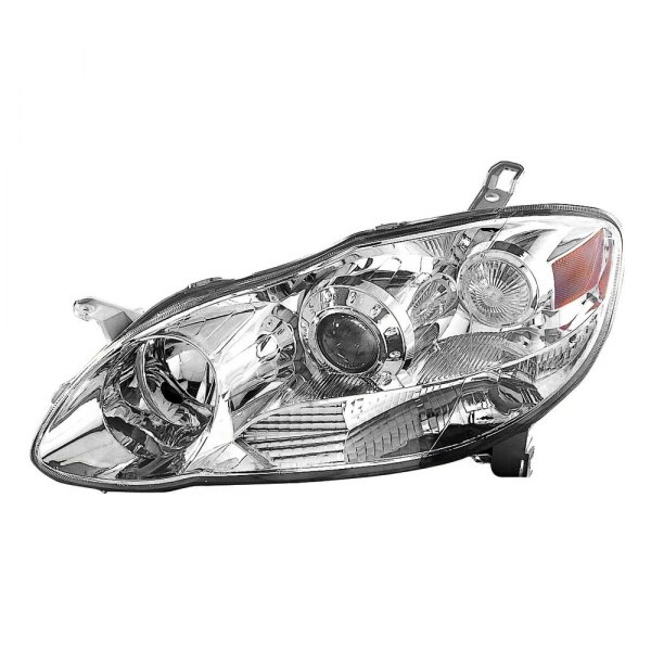 Depo® - Driver and Passenger Side Chrome Projector Headlights, Toyota Corolla