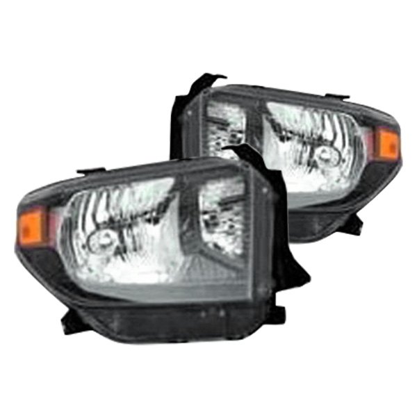 Depo® - Driver and Passenger Side Black Headlights Unit without LED DRL, Toyota Tundra