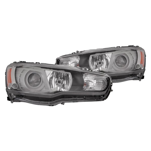 Depo® - Driver and Passenger Side Black Projector Headlights
