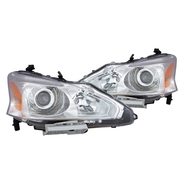 Depo® - Driver and Passenger Side Chrome Projector Headlights Unit, Nissan Altima