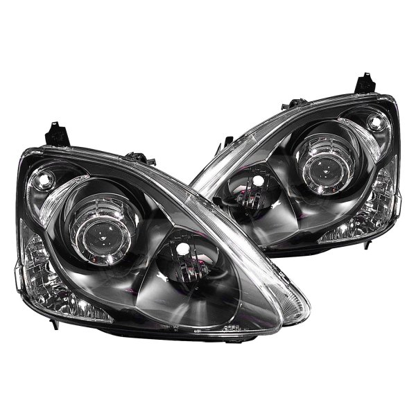Depo® - Driver and Passenger Side Black Projector Headlights