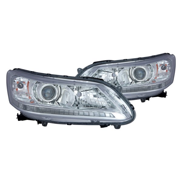 Depo® - Driver and Passenger Side Chrome Projector Headlights Unit, Honda Accord