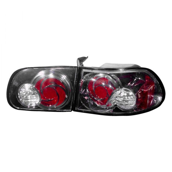 Depo® - Black/Red Euro Tail Lights, Honda Civic